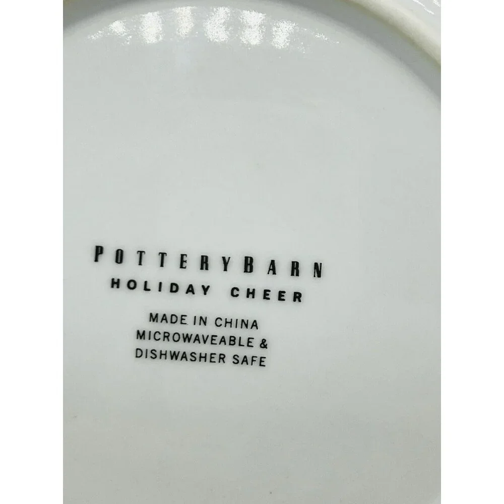Pottery Barn Holiday Cheer Salad Dessert Soup Plate‎ Christmas 8” Sleigh Bells